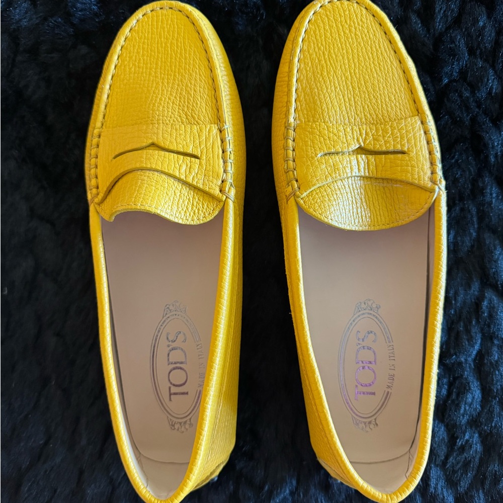 Tod's Bright Yellow Leather Loafers